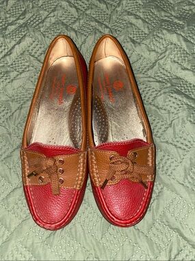Marc Joseph Red and Brown Leather Driving Loafers